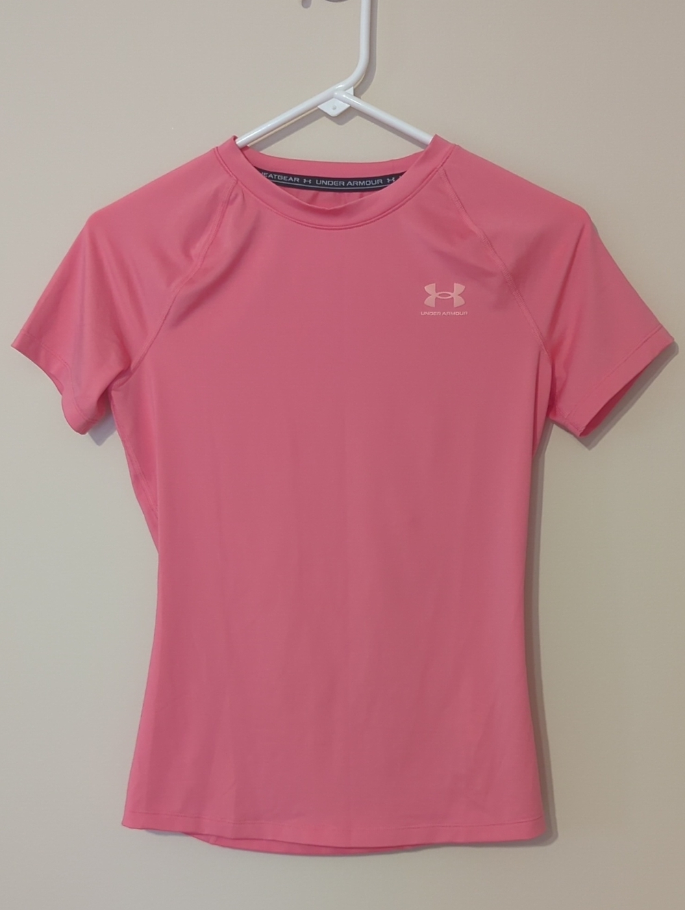Under Armour Compression Top Pink Short Sleeve Shirt Heat Gear Small